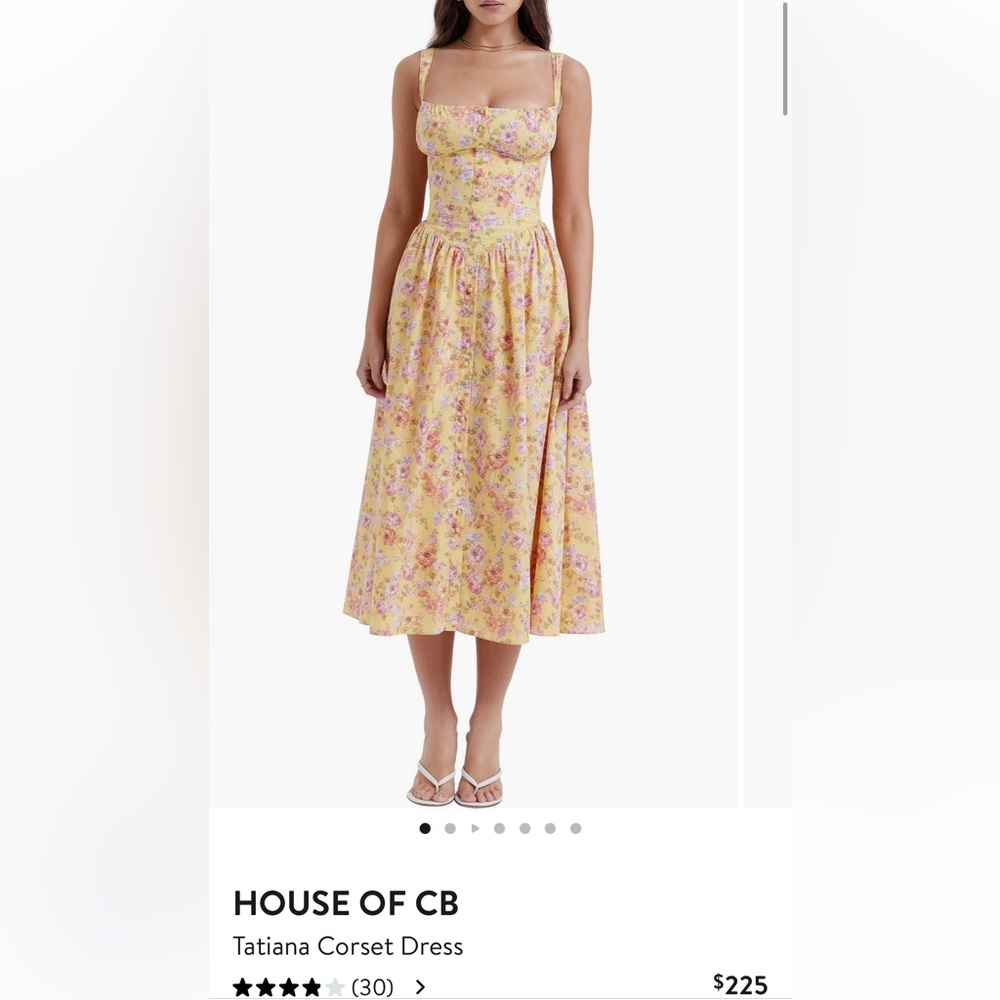 House of CB Tatiana Corset Dress in Yellow and Pink Floral